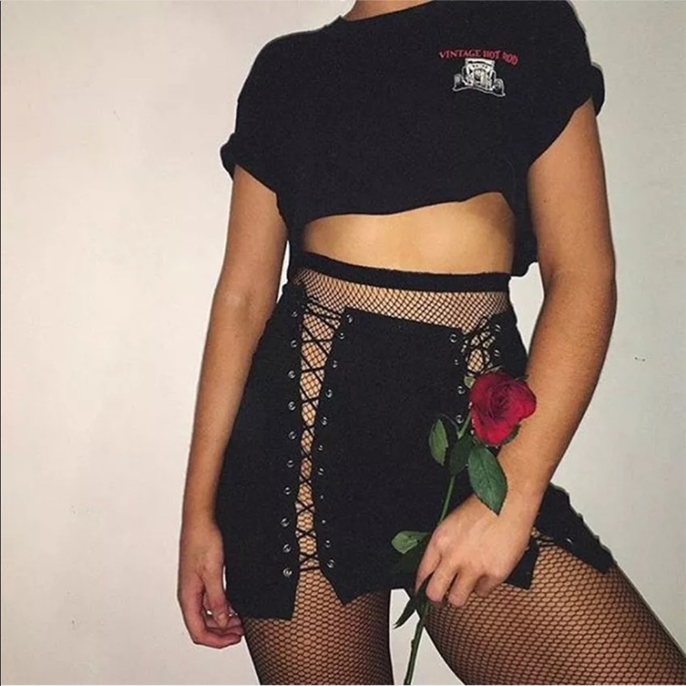 NWT Faux leather lace down skirt - Picture 3 of 8