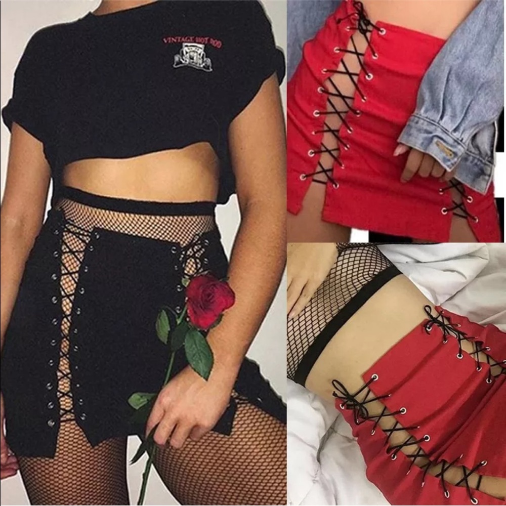 NWT Faux leather lace down skirt - Picture 4 of 8