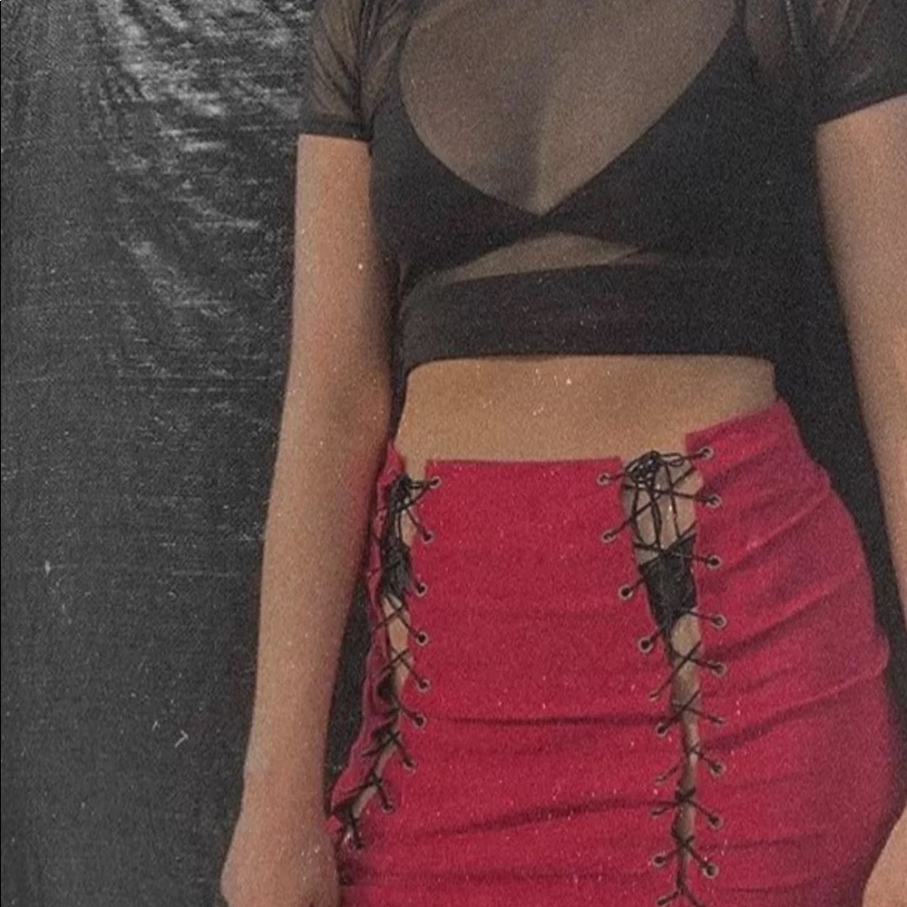 NWT Faux leather lace down skirt - Picture 5 of 8