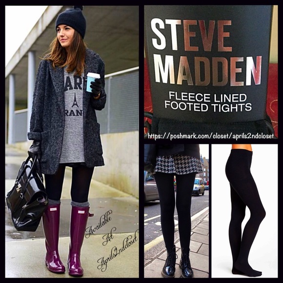 ❤️SOLD❤️STEVE MADDEN BLACK FLEECE LINED TIGHTS A2C - Picture 3 of 8