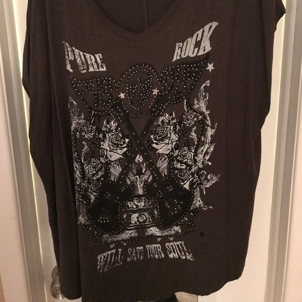 Lane Bryant green beaded shirt