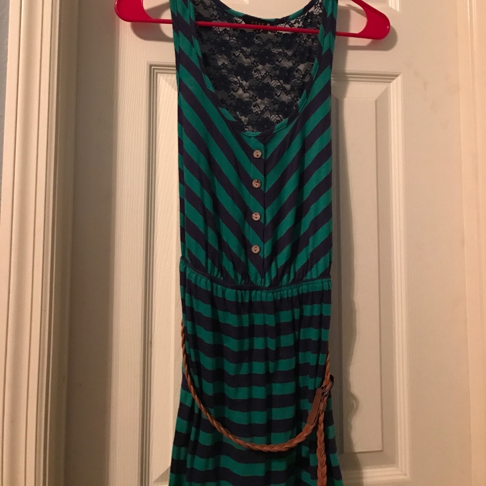 Green and blue chevron dress