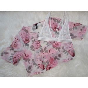 H&M - Floral See through Crop Top.