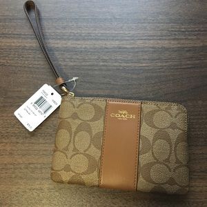 Brown leather authentic Coach wristlet NWT