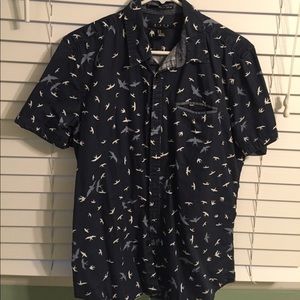 Button Down Navy Collard Bird Shirt