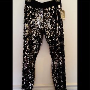 Black Velvet Sequin Leggings