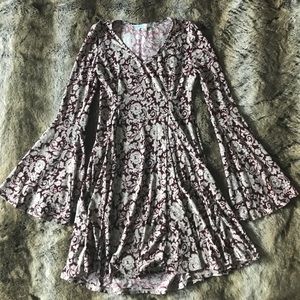 Cecico wine/floral fall dress