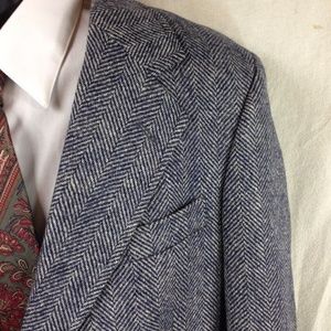 Blue Tweed Herringbone Jacket Blazer 40R