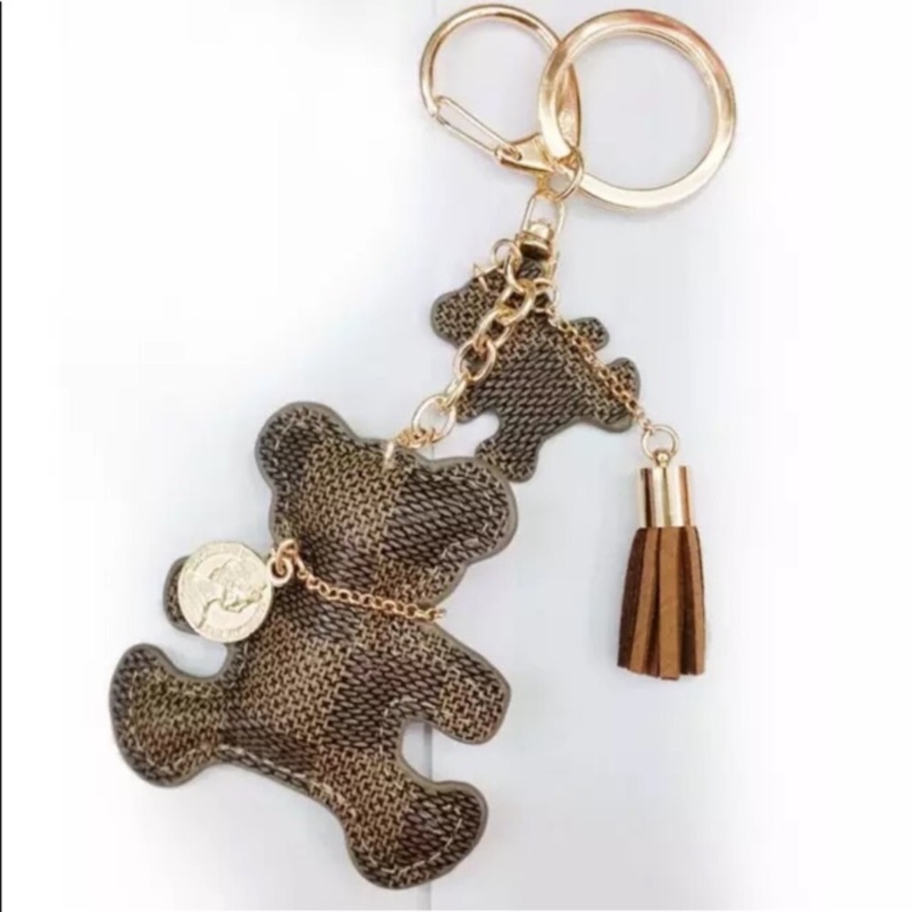 Cute handmade leather bear for your LV bags