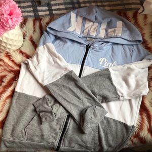 VS PINK Color Block Zipper Sweatshirt