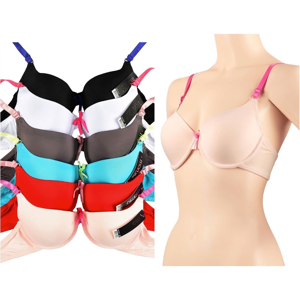 Bundle of Six Solid Contrast Strap Bras - Picture 1 of 3