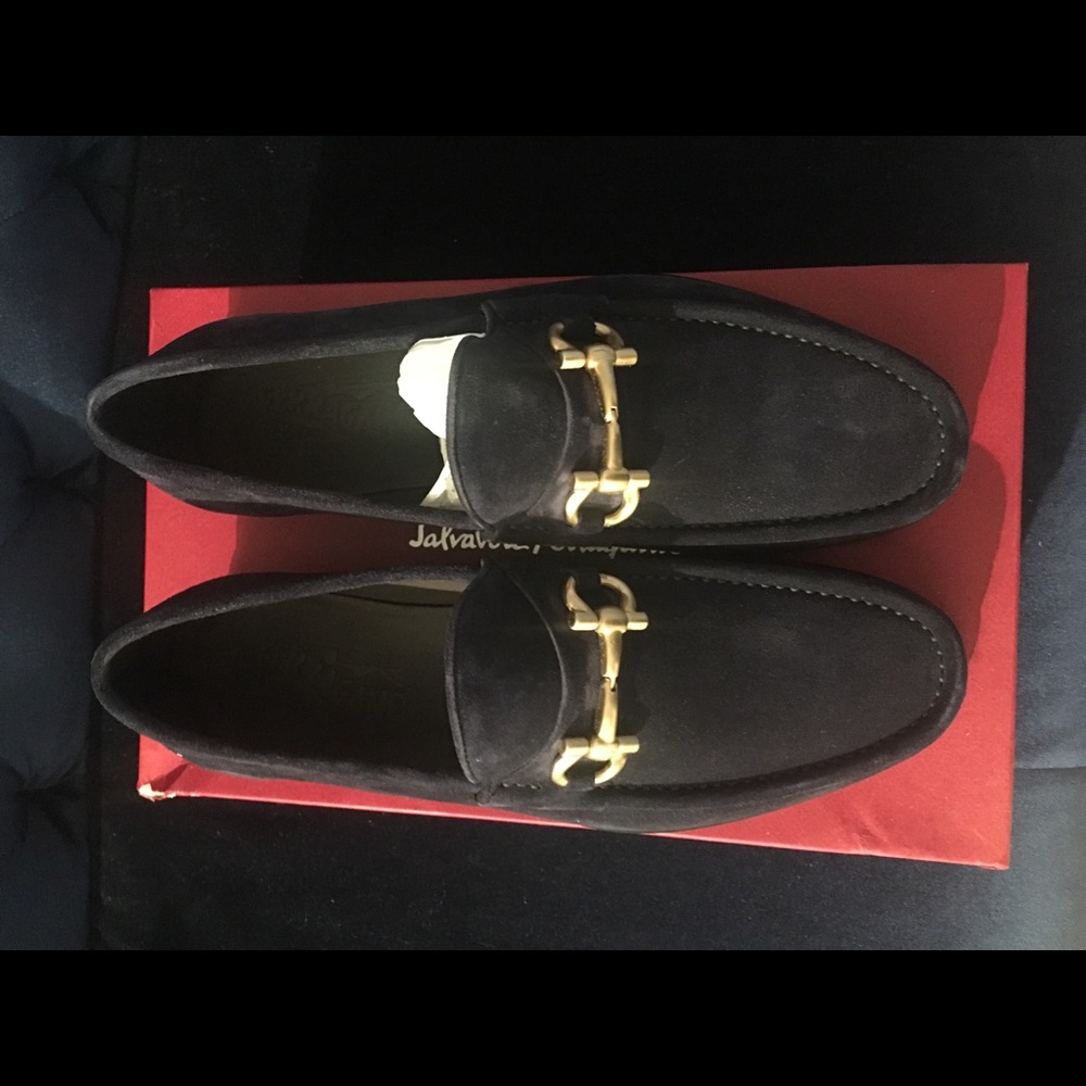 Men’s blue suede Salvatore Ferragamo loafer