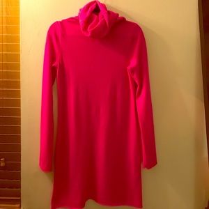 Hot pink Aqua 100% cashmere ruffle neck dress