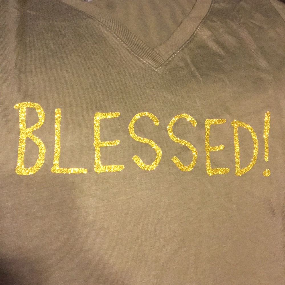Next Level BLESSED GOLD S M Tee Shirt OLIVE