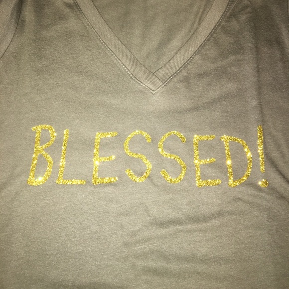 Next Level BLESSED GOLD S M Tee Shirt OLIVE - Picture 4 of 4