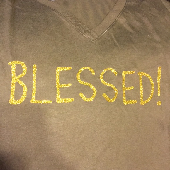 Next Level BLESSED GOLD S M Tee Shirt OLIVE - Picture 1 of 4