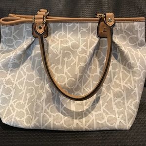 Calvin Klein Monogram Pleated Hudson Tote