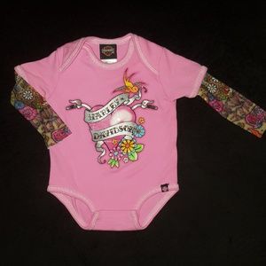 0 to 3 Month Harley Davidson tattoo onesie