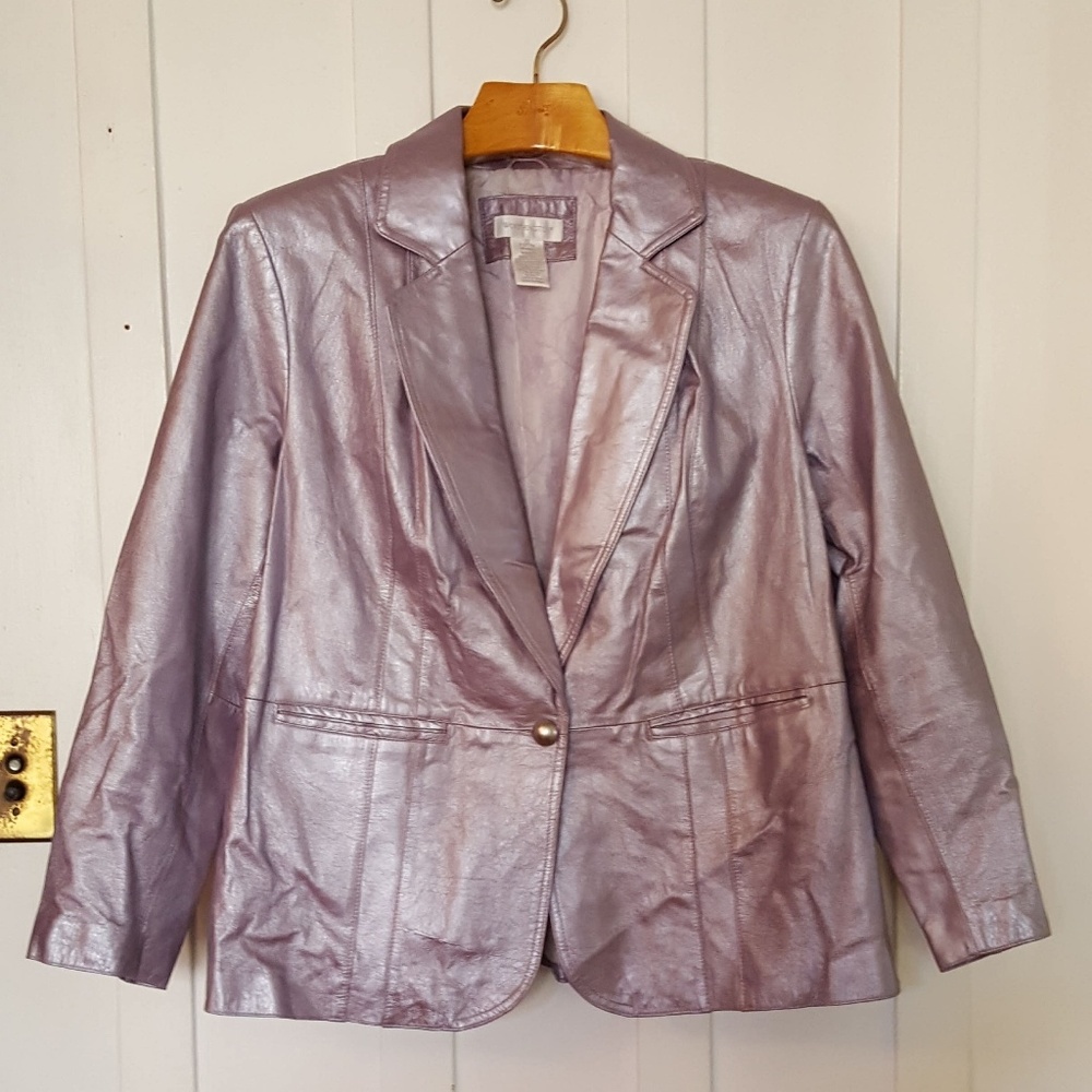 Plus Size (2X) Metallic Lavender Leather Jacket