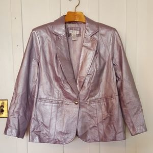 Plus Size (2X) Metallic Lavender Leather Jacket