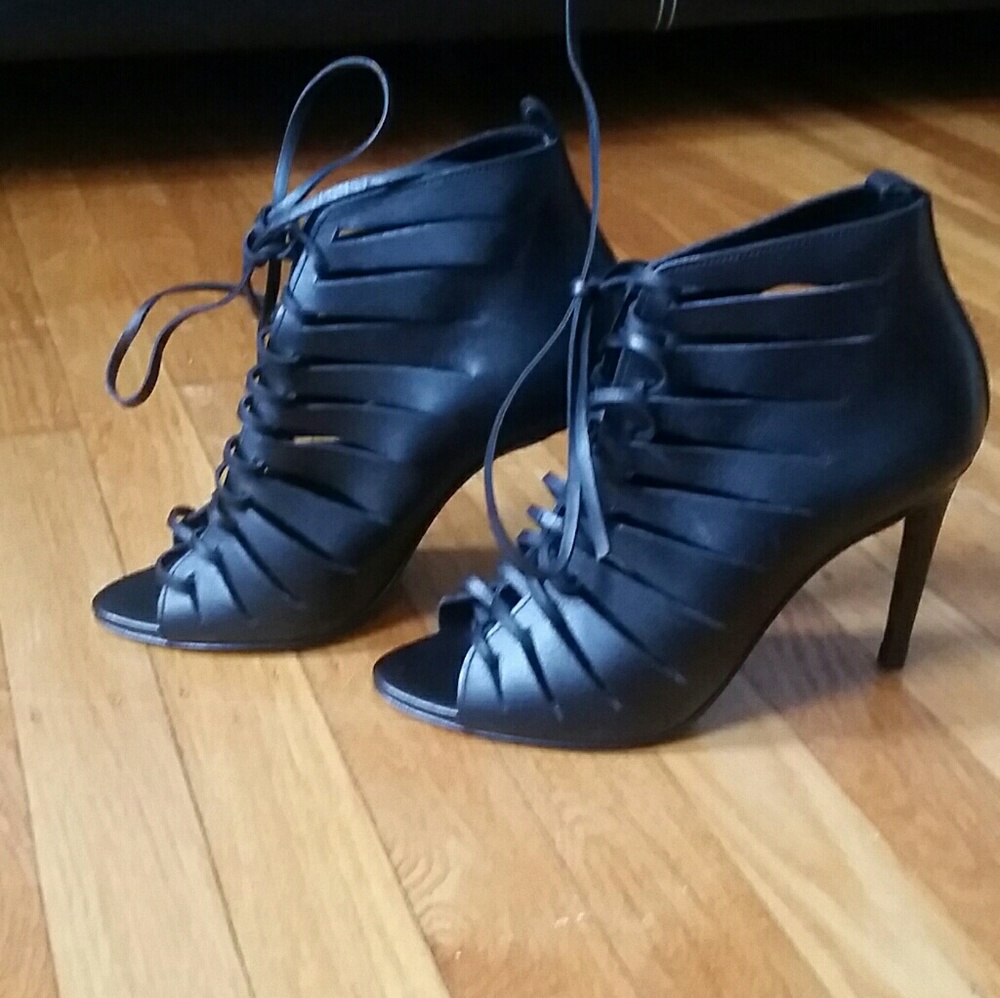 Zara Caged Leather Heels
