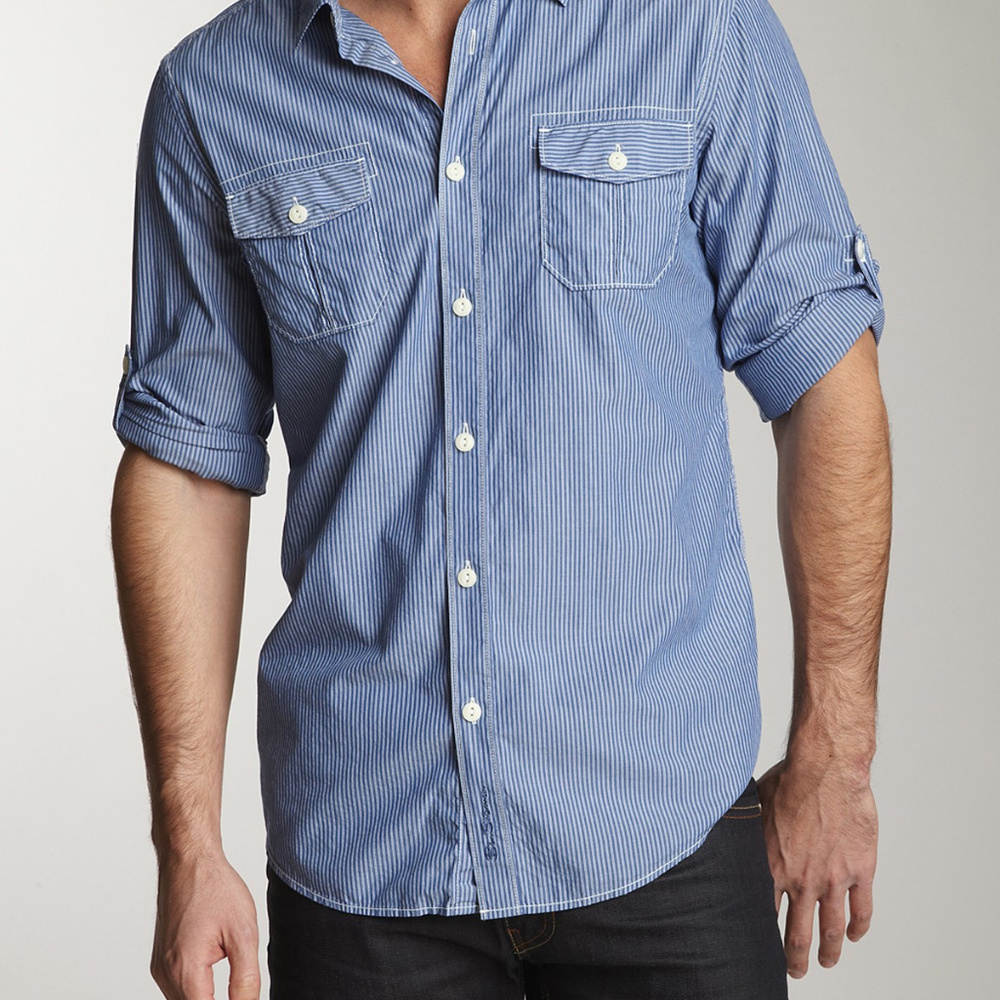 Blue And White Ben Sherman Stiped Button Up Shirt