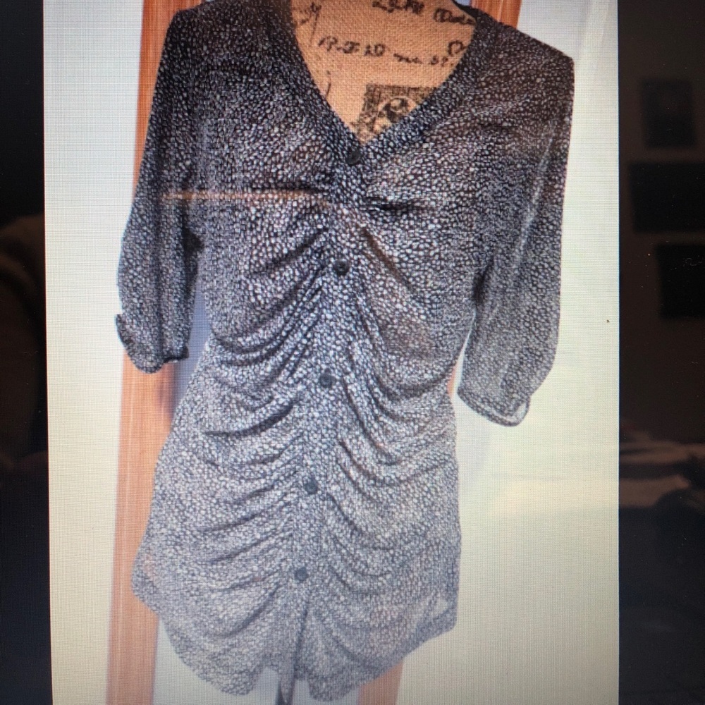 Cabi ruched front/sleeve semi sheer top. Gorgeous!