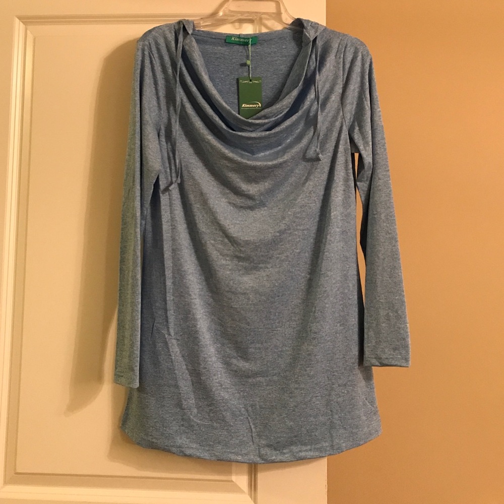 Long Sleeve Cowl Collar Pullover T-Shirt Hoodie