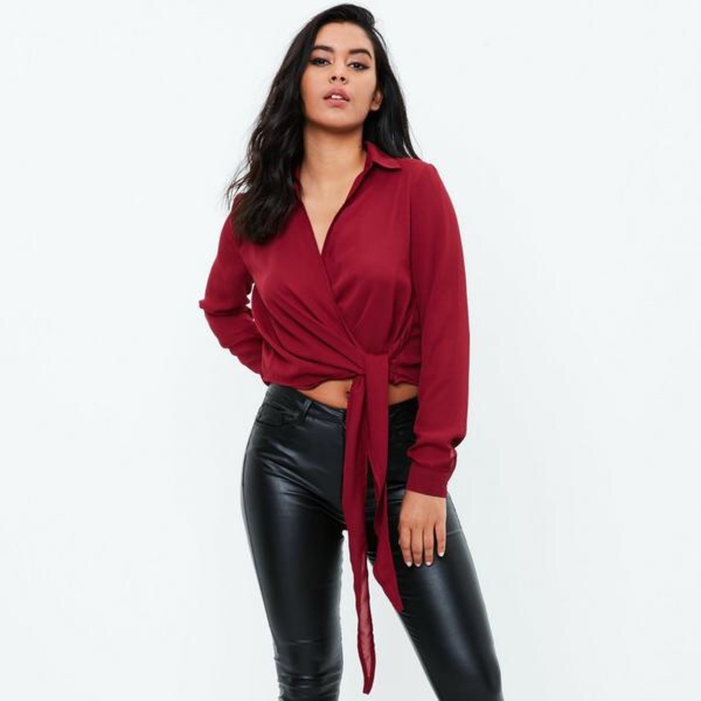 *LAST CHANCE* Burgundy Self Tie Blouse