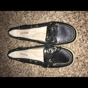 Navy & Gold Metallic Sperry's