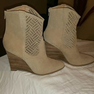 Tan Ankle Wedge Boots
