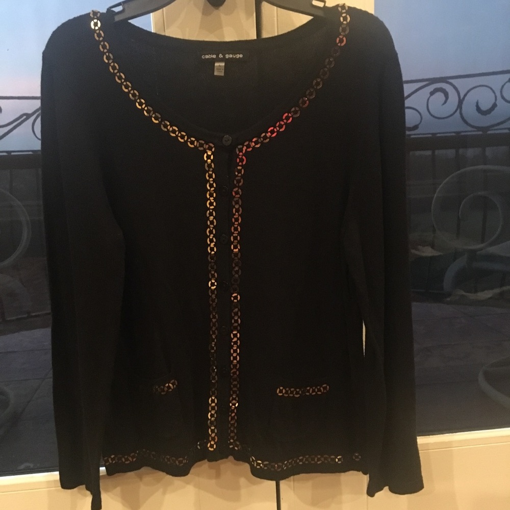 Black sweater with gold sequins