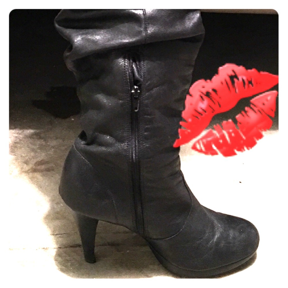 Black high heel boots