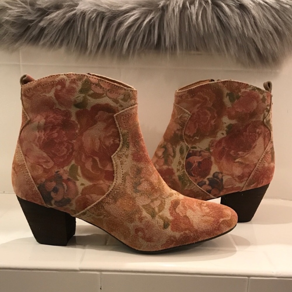 Floral Vintage Leather Booties