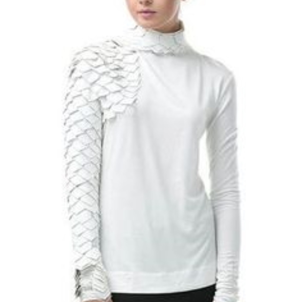 New reptile scales faux Leather sleeve top
