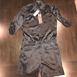 NWT BCBG Black Silk Romper
