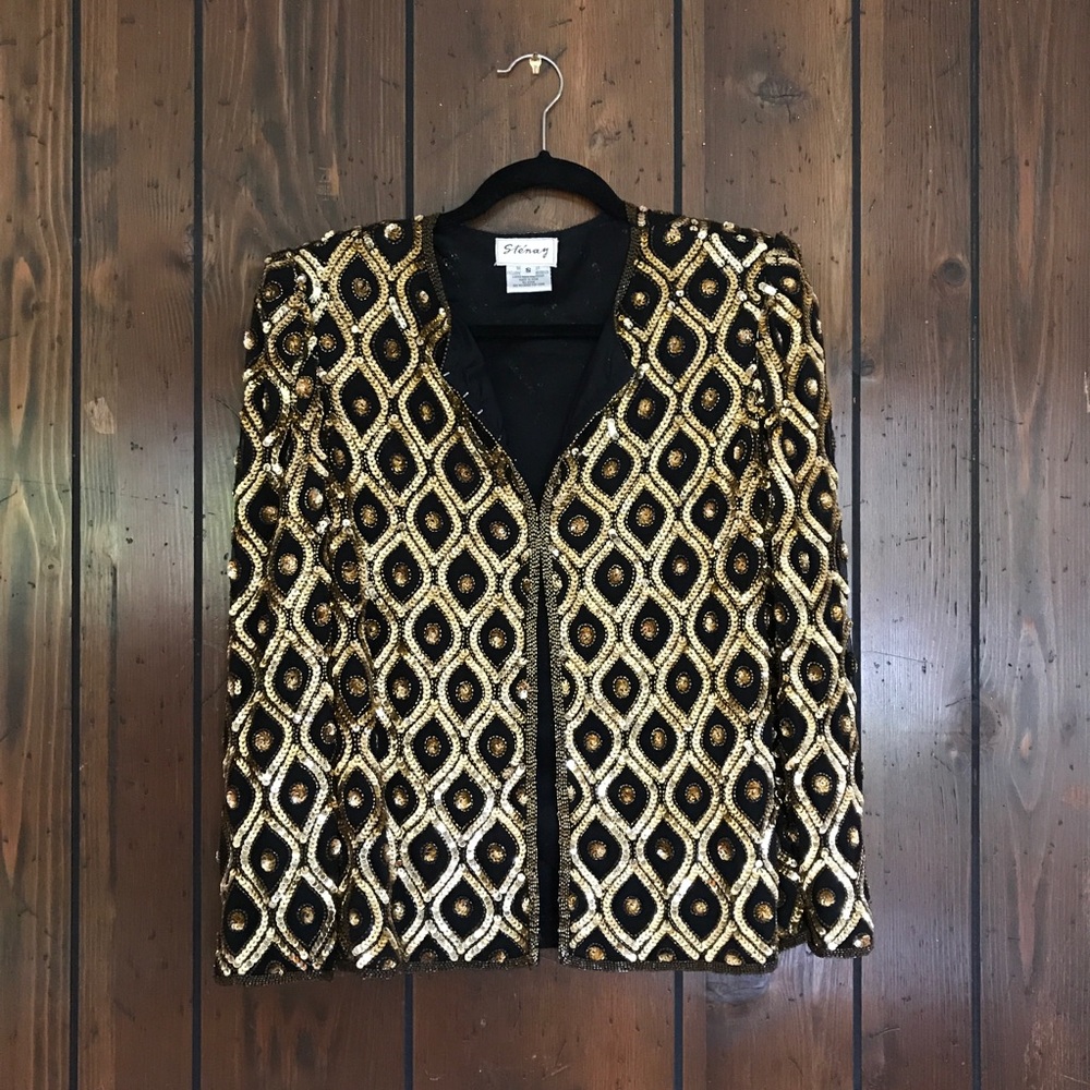 Vintage Gold Sequin Blazer