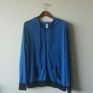 Royal Blue Knit Zip Up Hoodie Sweater