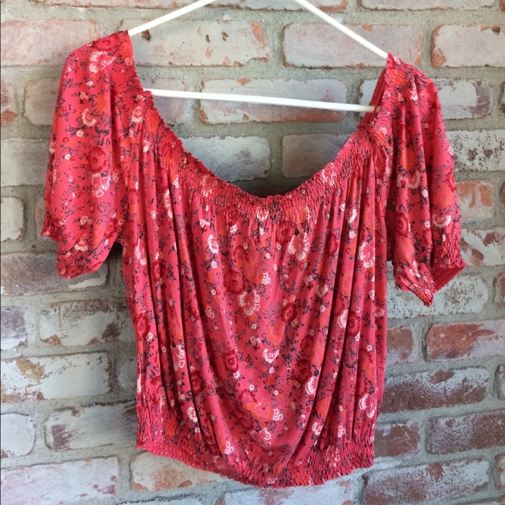 Free People Off the Shoulder Floral Top