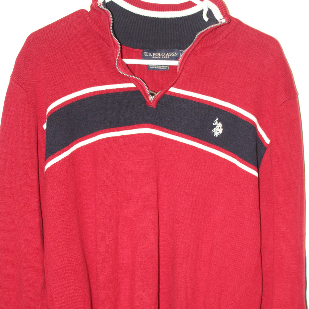 US Polo Assn Sweater Pullover 1/4 Zip Sz Lg Men's