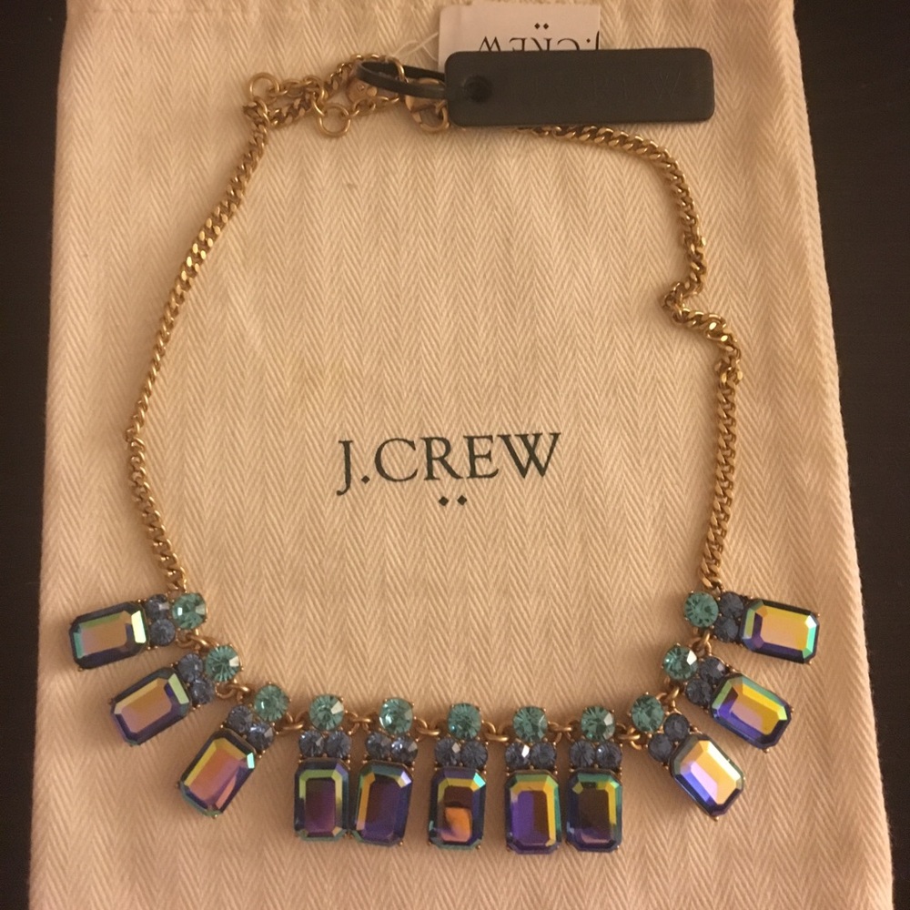 *SALE* NWT J.Crew Blue Crystal Gold Chain Necklace