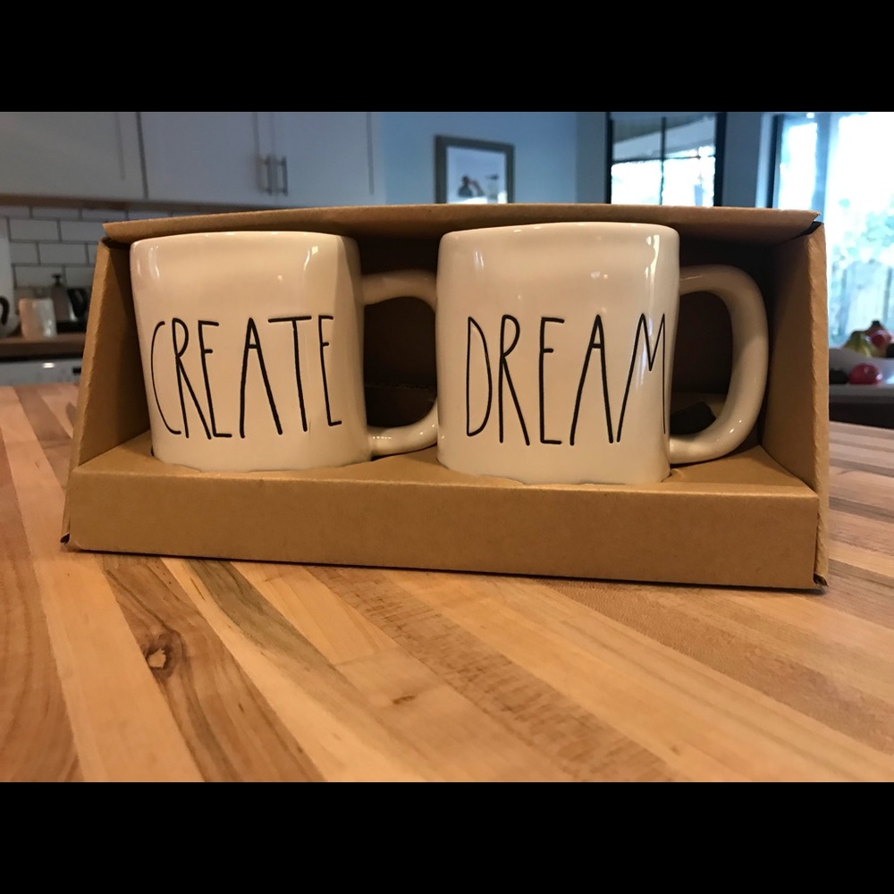 Rae Dunn Clay Create Dream Ceramic Mugs Cups Set