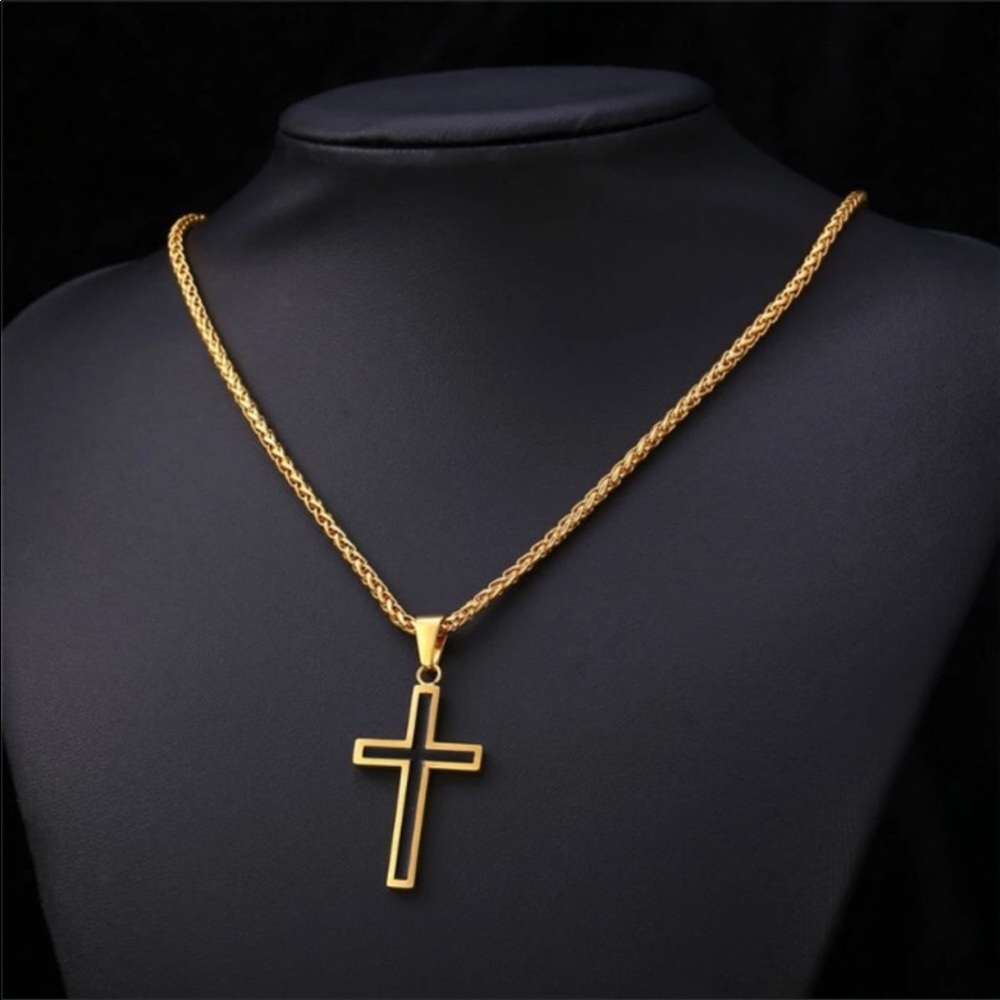 New 18k gold cross necklace
