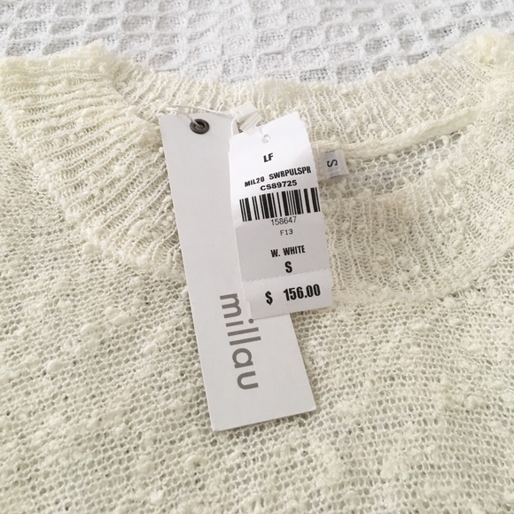 NWT White LF Sweater with lace hem - Picture 2 of 3