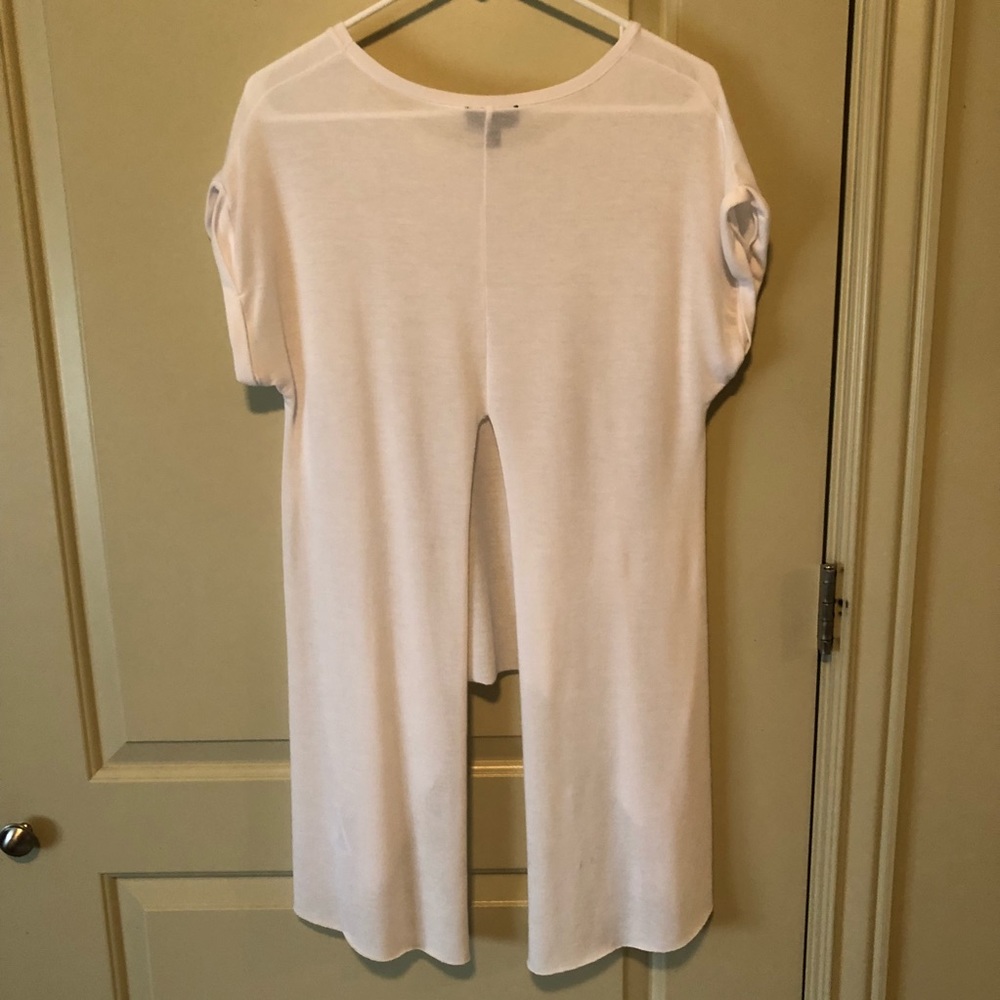 Topshop white long split back tee.