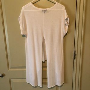 Topshop white long split back tee.