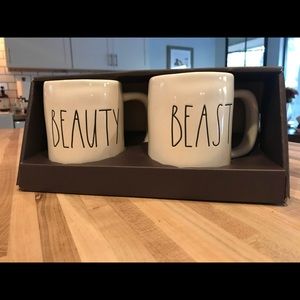 Rae Dunn Clay Beauty Beast Mugs Cup Set Ceramic