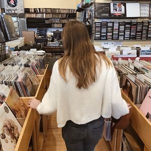 Anthro oversized cropped cream color sweater
