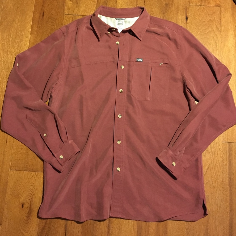 Maroon North Face Button Down Shirt