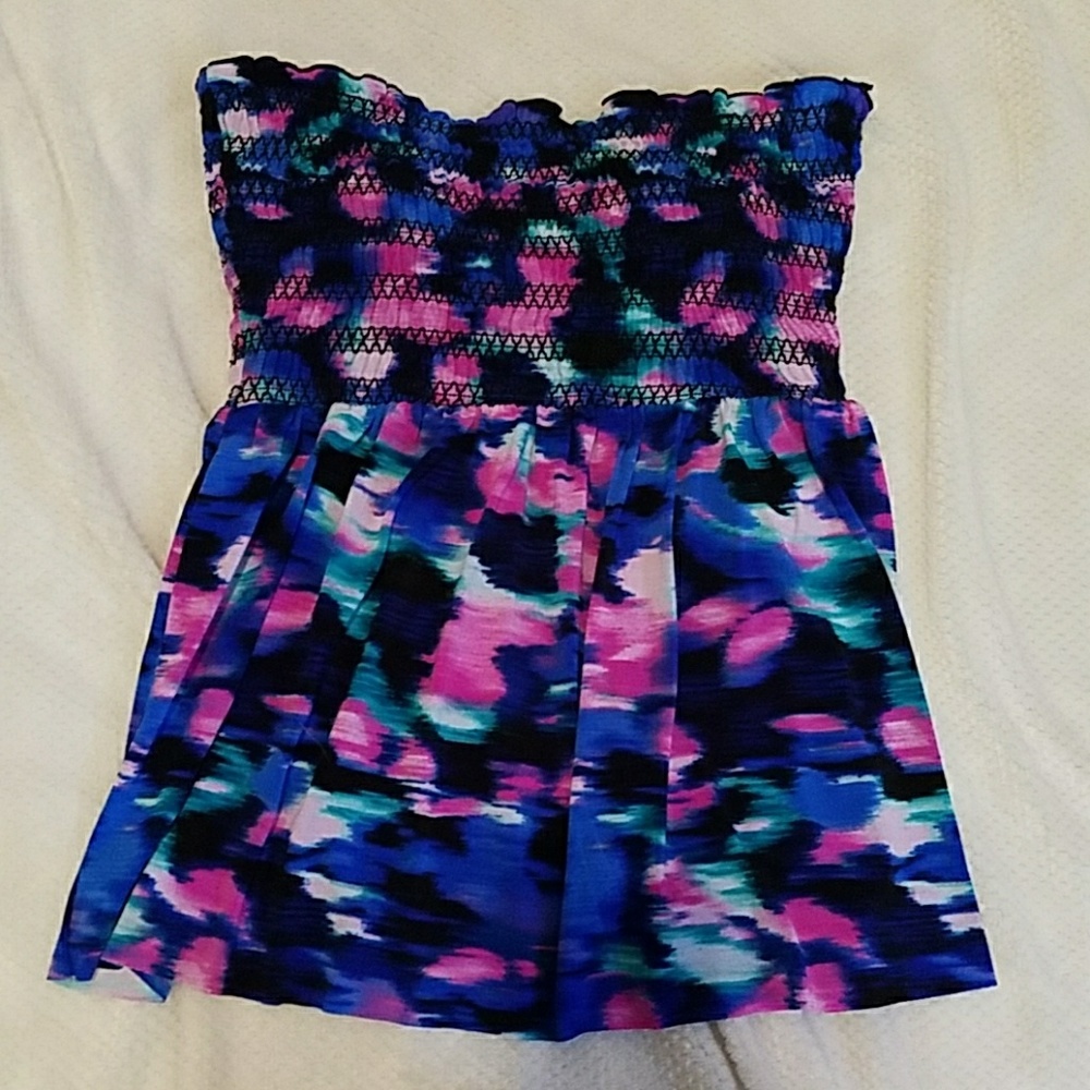 Multi-colored Strapless Swimsuit Top Women's Sz S